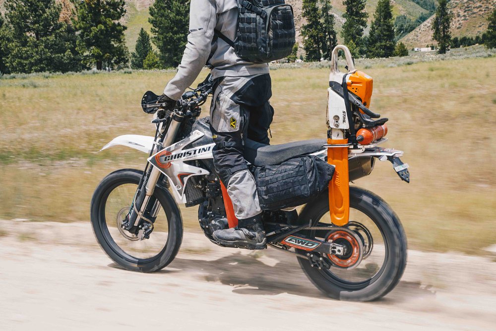 Christini 450DS with chainsaw rack