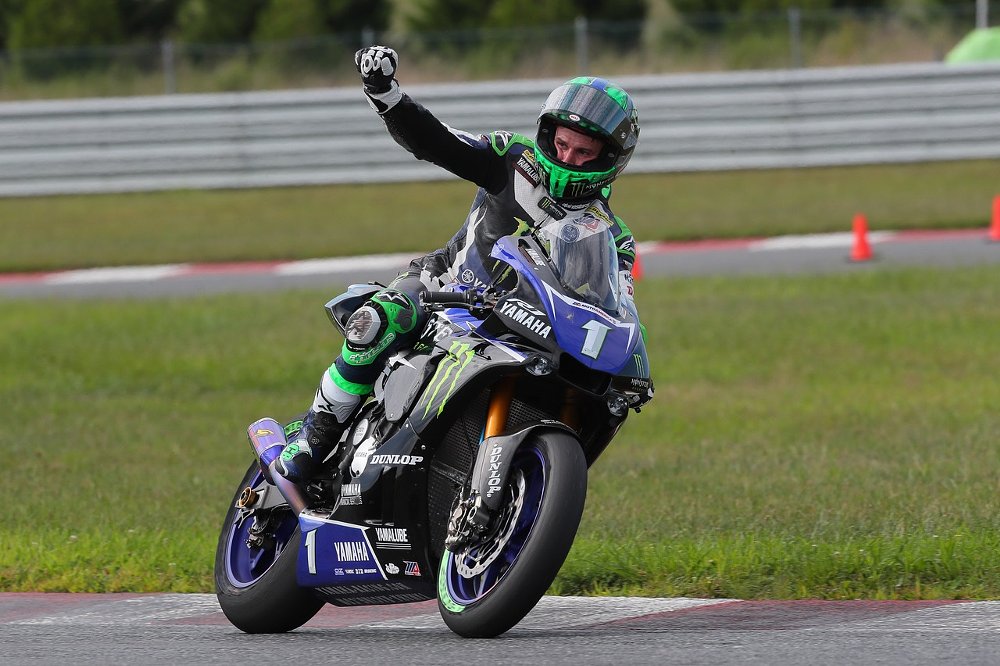 Cameron Beaubier celebrates Superbike win