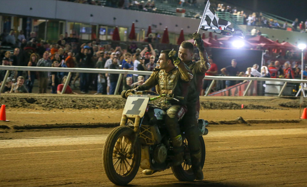 Mees and Bauman two-up victory lap