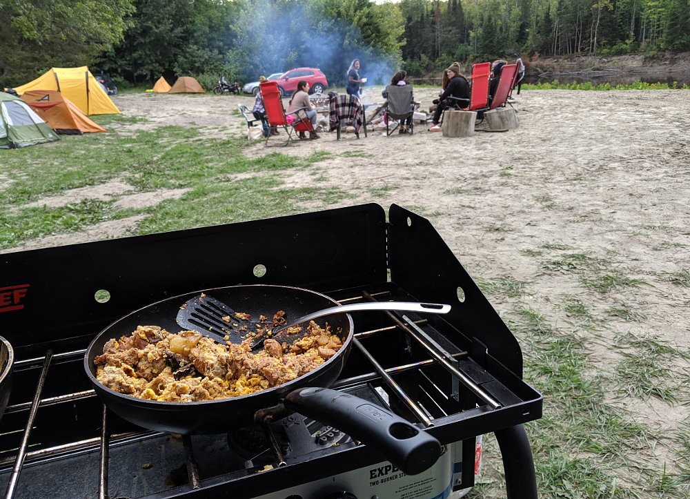 cooking on the camp fire at Babes Ride 'n Rage