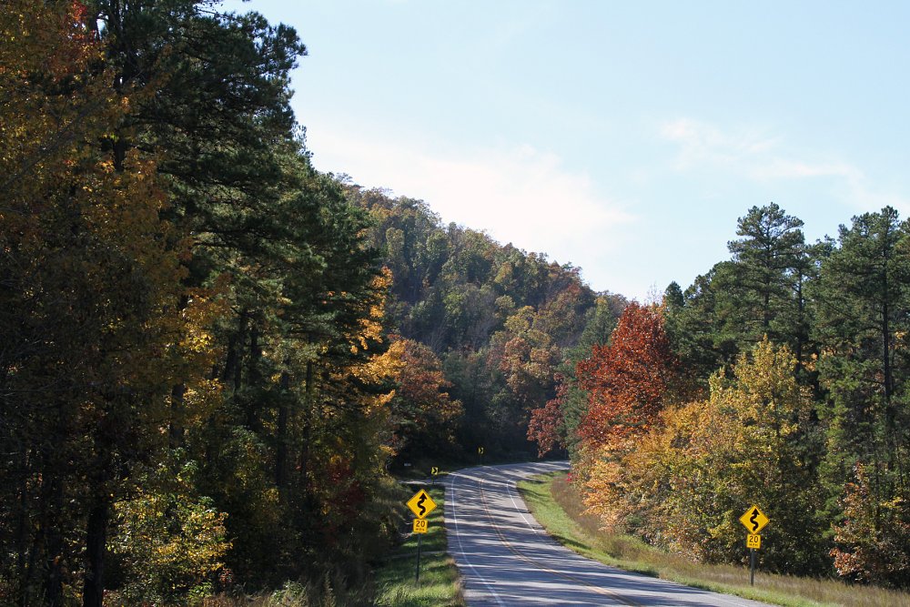 Arkansas two-lane road in fall