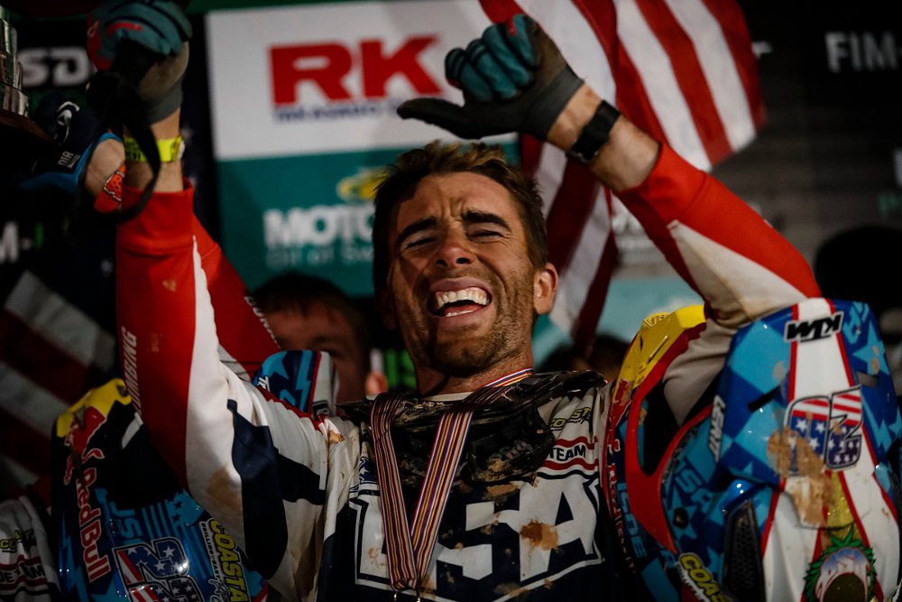 Ryan Sipes celebrates victory