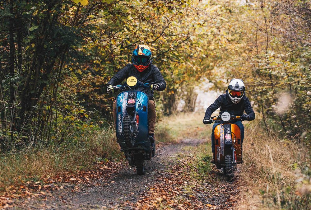 wheelies on the Vespas