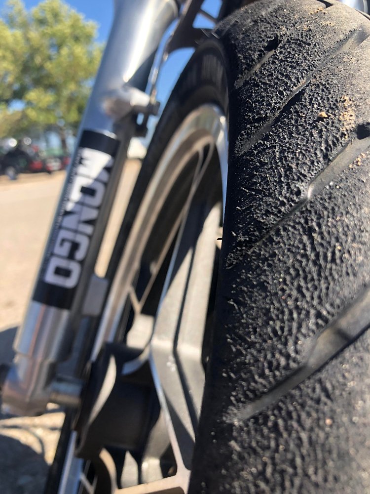 tires shredded from racing