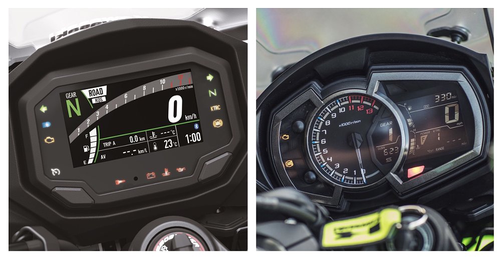 new and old Ninja 1000 dash