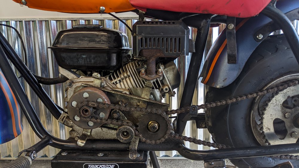 Mini bike chain, sprockets, and jackshaft