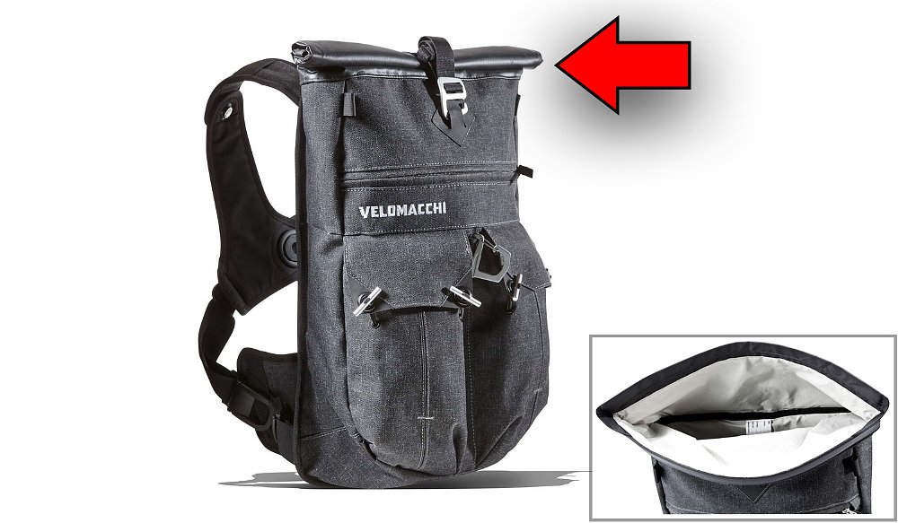 Roll-top waterproof motorcycle backpack