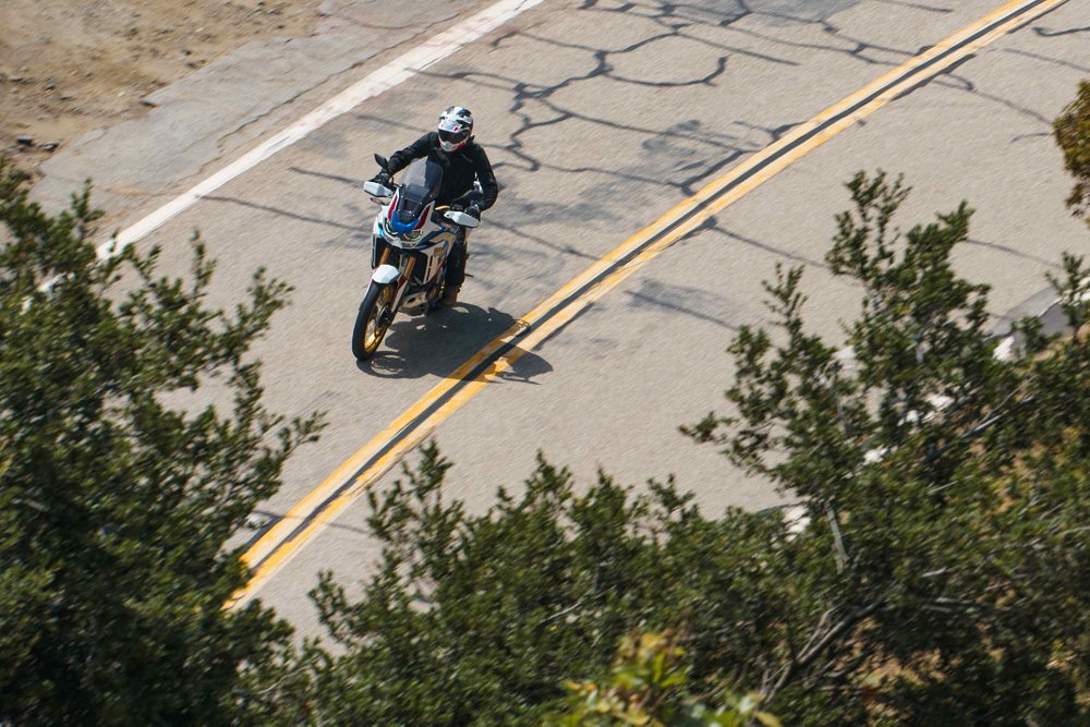 Honda Africa Twin mountain road from above