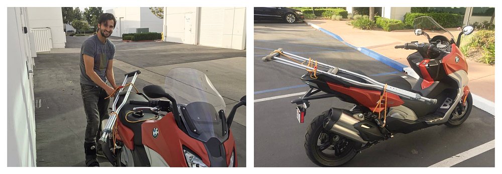 Spenser on a scooter with a broken foot