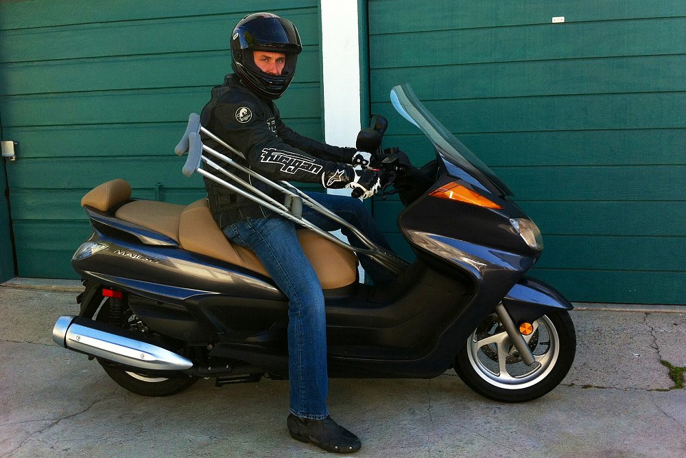 Ari Henning on his scooter