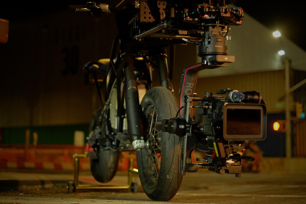 Agile camera bike up close on rig
