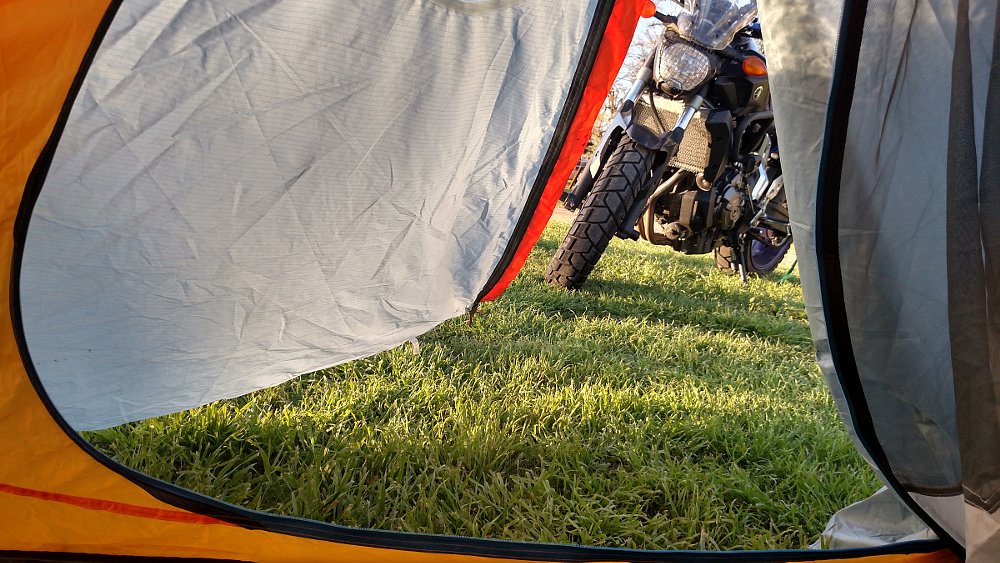 FZ-07 seen from the tent