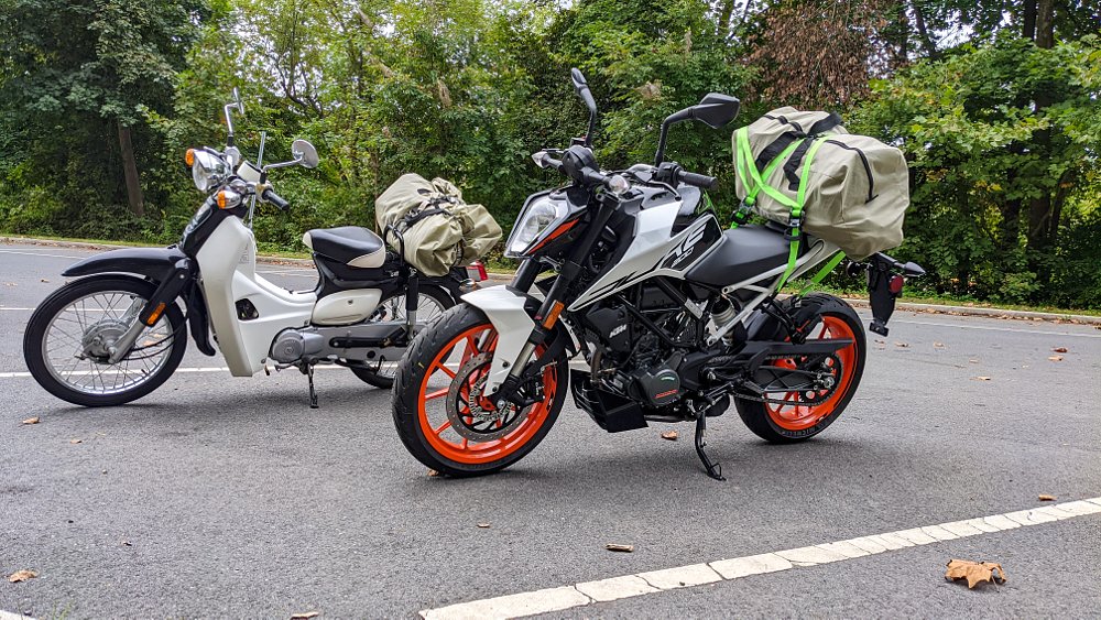 Strap inflatable kayak to motorcycle