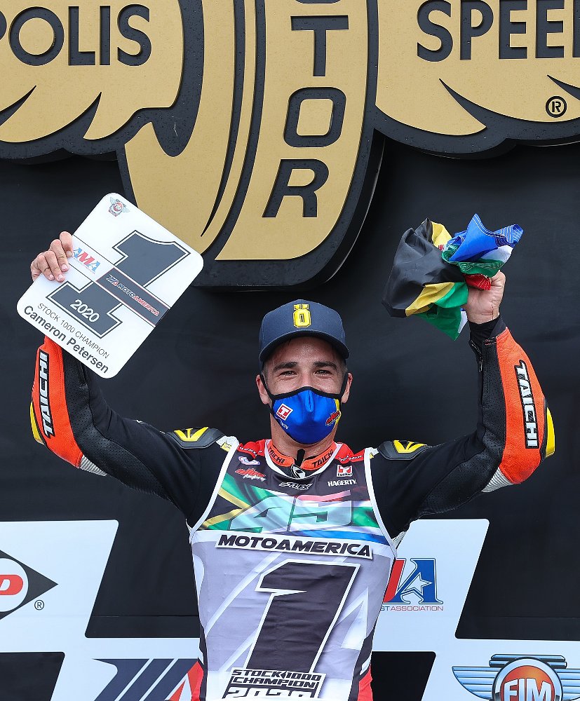 Cameron Petersen celebrates his championship