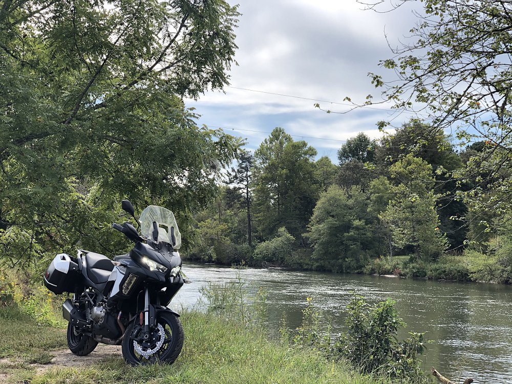 the Versys by a stream