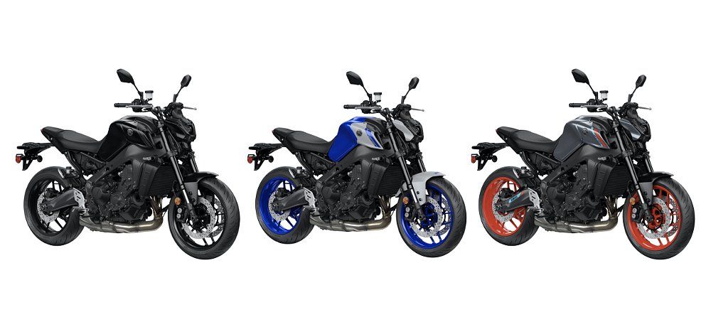 three color schemes for the 2021 Yamaha MT-09