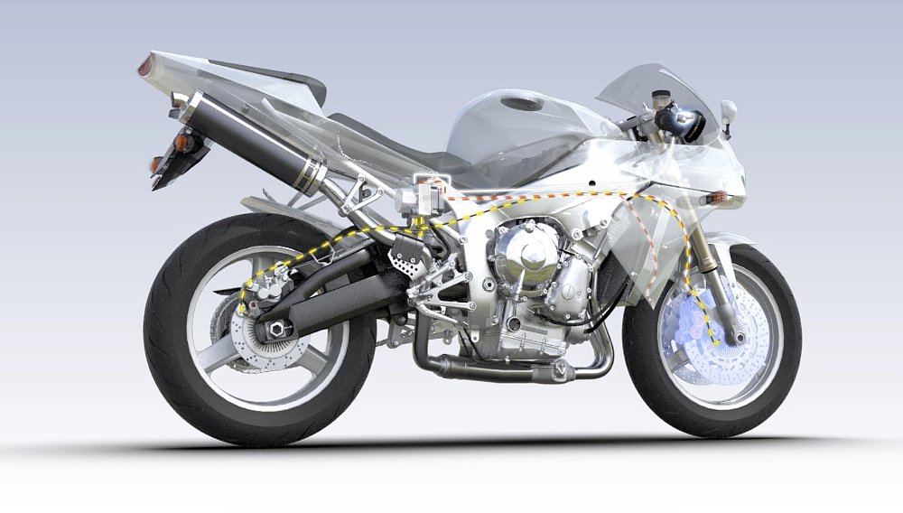 Motorcycle ABS routing plumbing