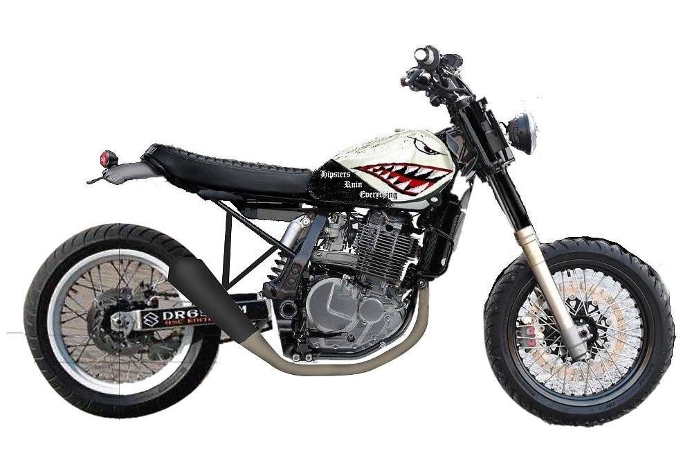 Suzuki DR650 hipster-sumo concept illustration