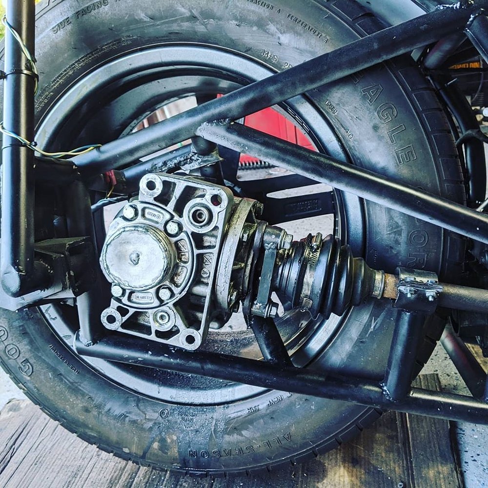 rear end of Matt Dietz' turbodiesel motorcycle