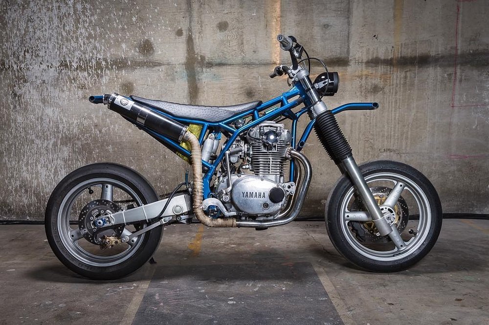 Justin Martens' supermoto with Yamaha XS650 motor