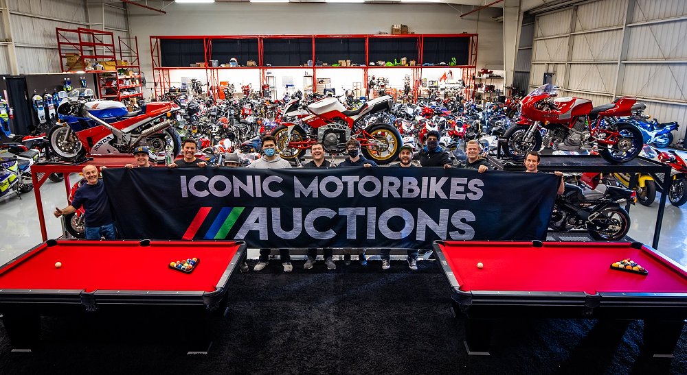 Iconic Motorbikes team in the hangar