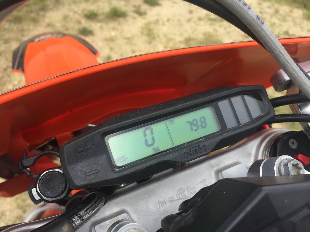 KTM factory computer showing trip odometer.