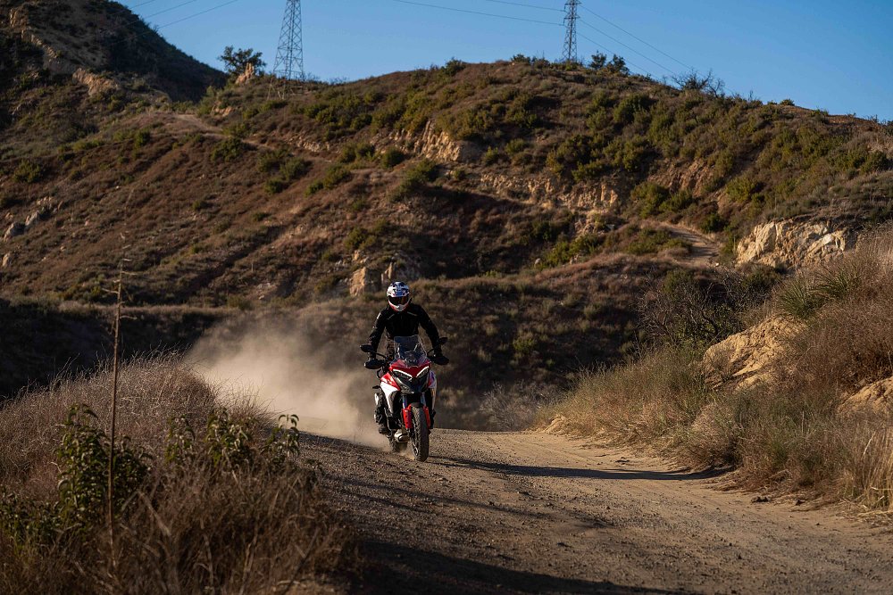 Ducati Multistrada V4 on a dirt road