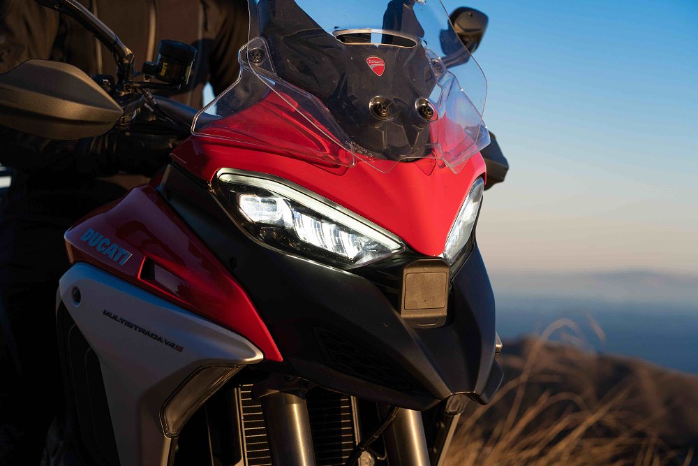 Ducati Multistrada V4 detail of radar unit on nose