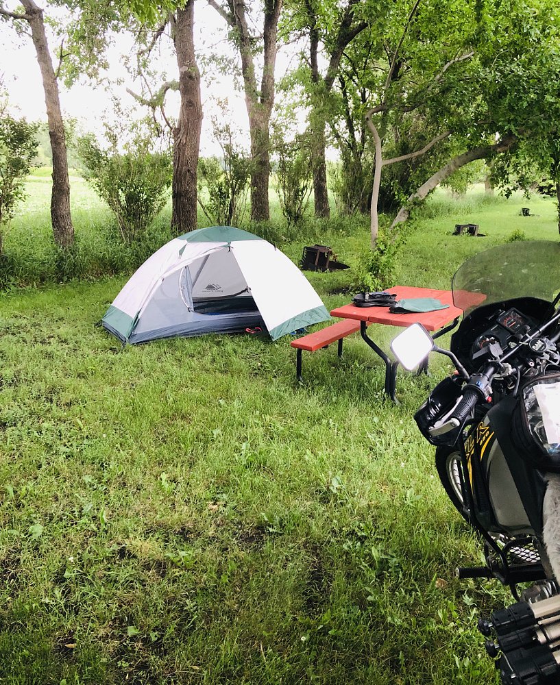 weekend camping trip on the motorcycle