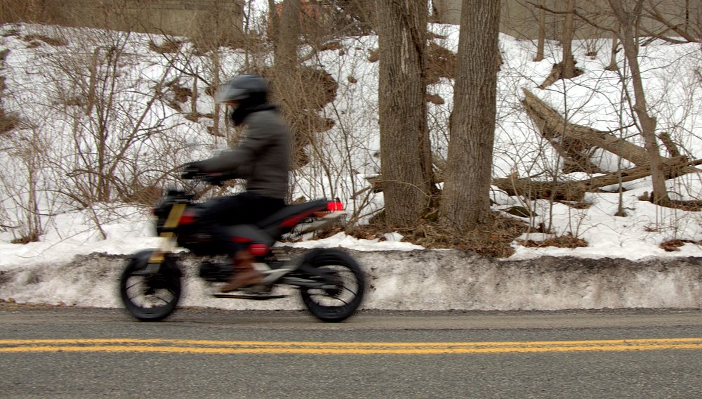 riding the Grom in winter snow