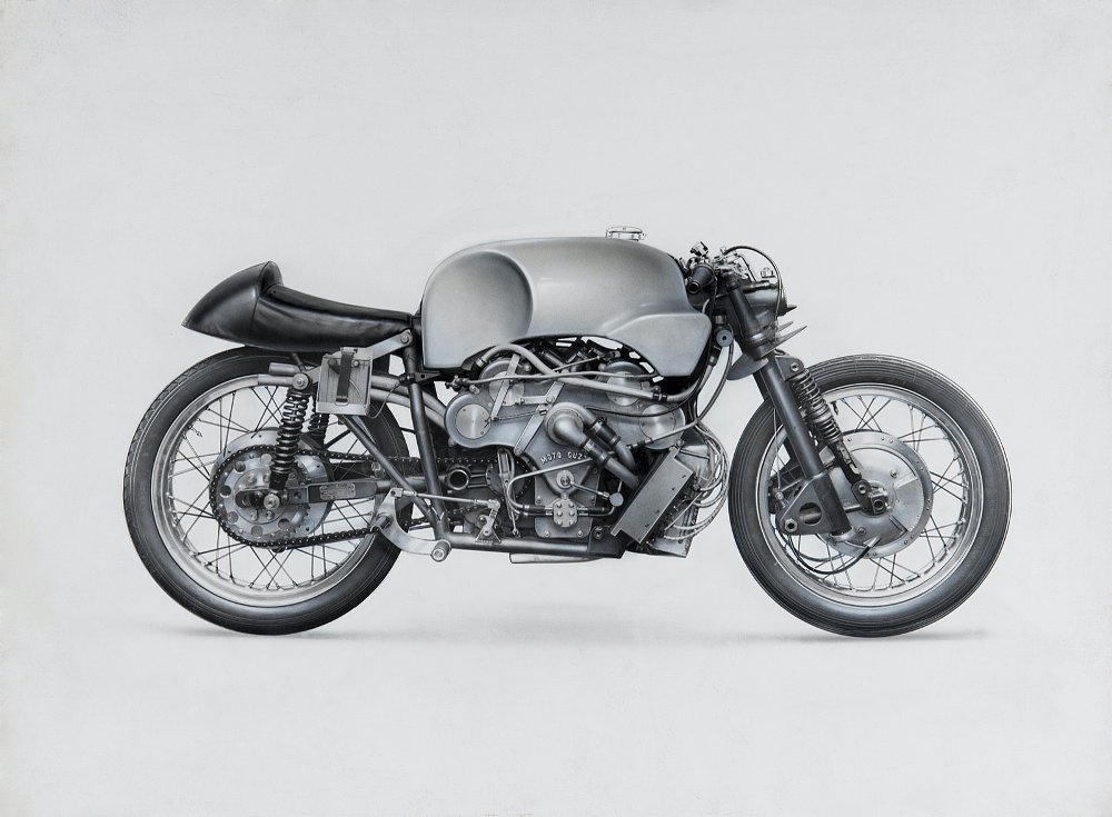 Moto Guzzi V-8 with engine exposed