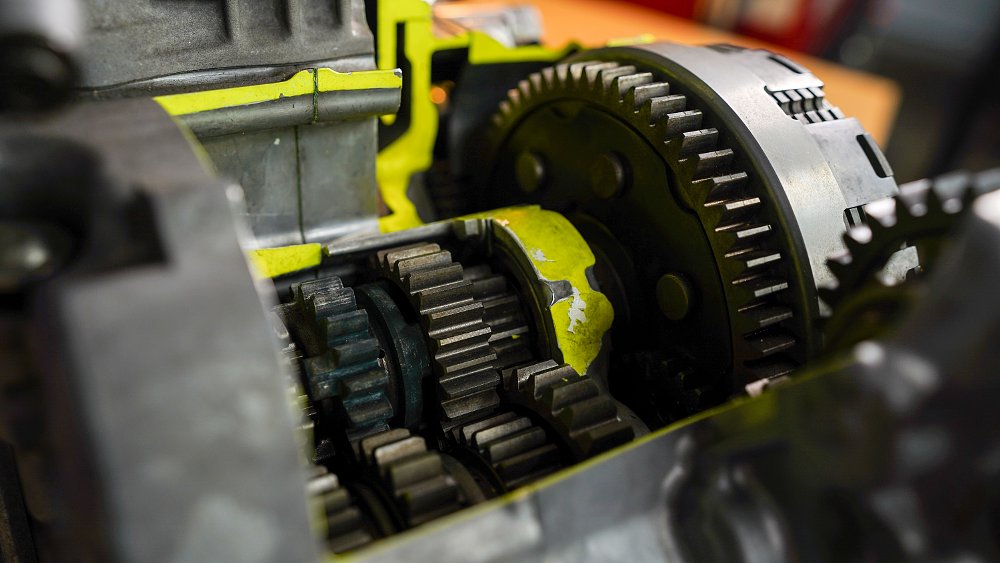 Engine braking motorcycle transmission