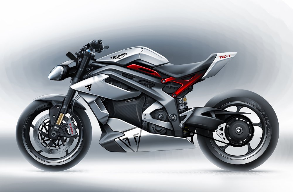 drawing of Triumph electric motorcycle