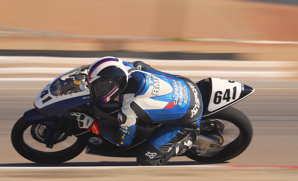 Dylan on a small race bike