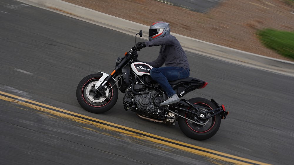 2022 Indian FTR profile action left side right turn