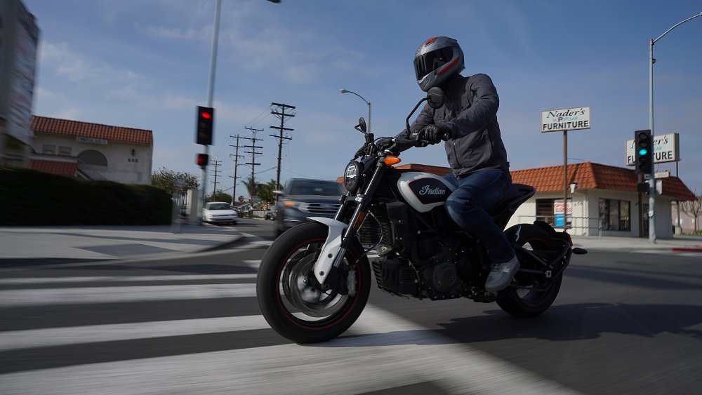 Indian FTR riding through a city