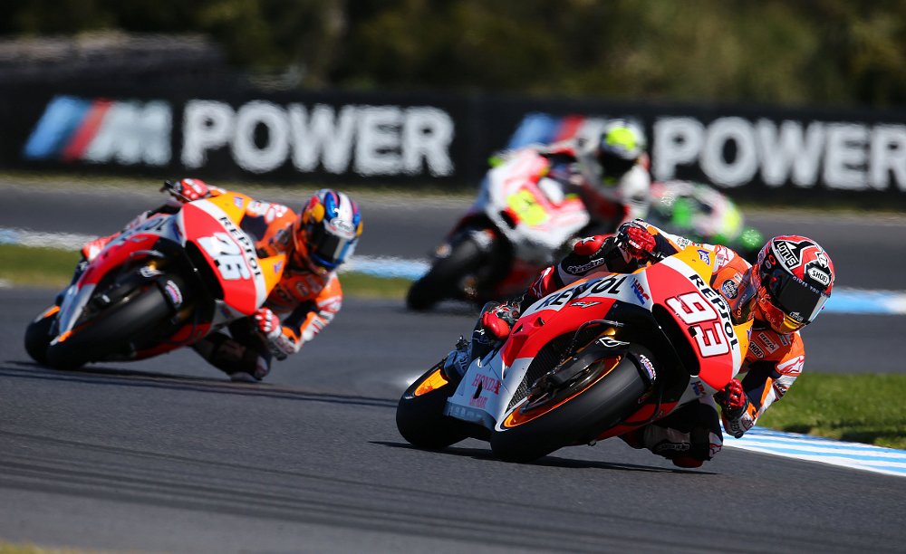 Marquez and Pedrosa racing