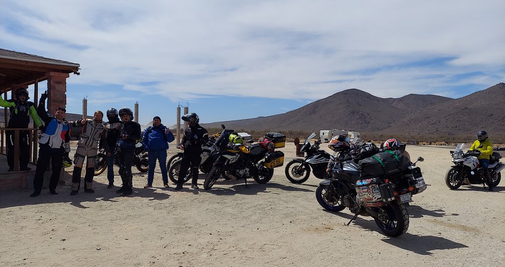 motorcyclists at a roadside stop