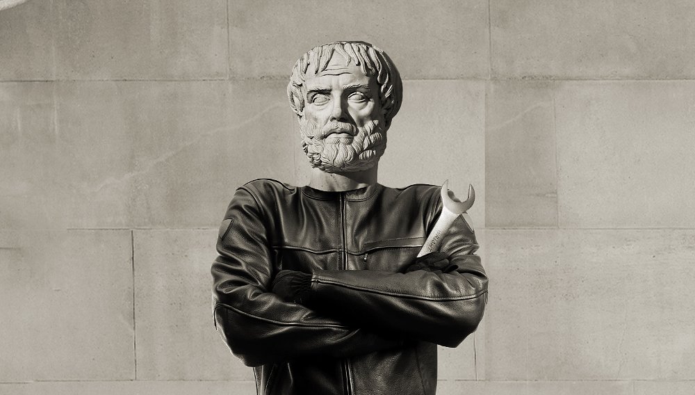 Hippocrates in motorcycle gear