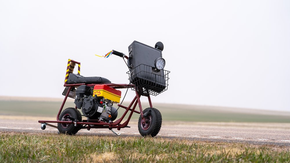 Dumb and Dumber replica bike on the side of the road