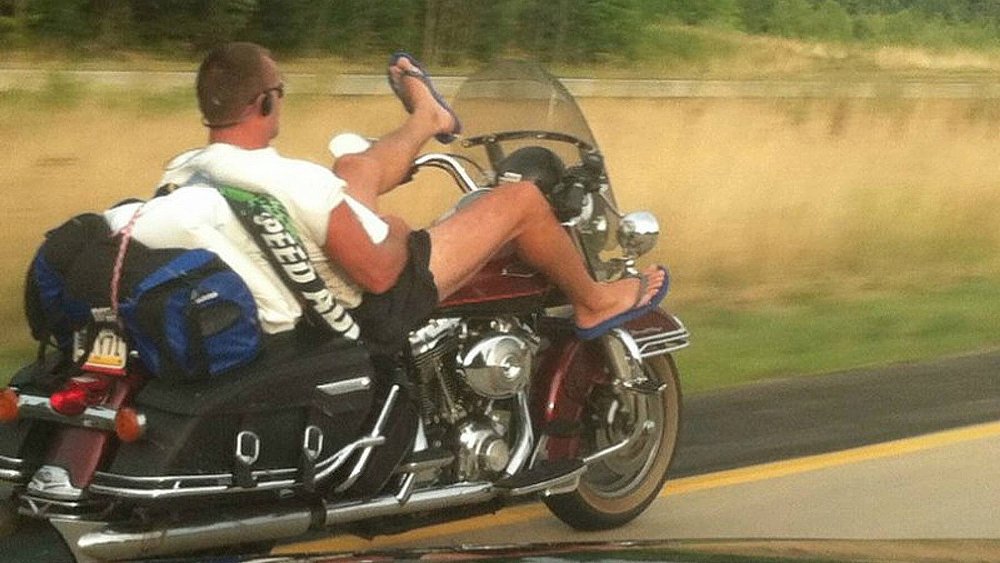 Flip Flops and motorcycles don't mix well together.