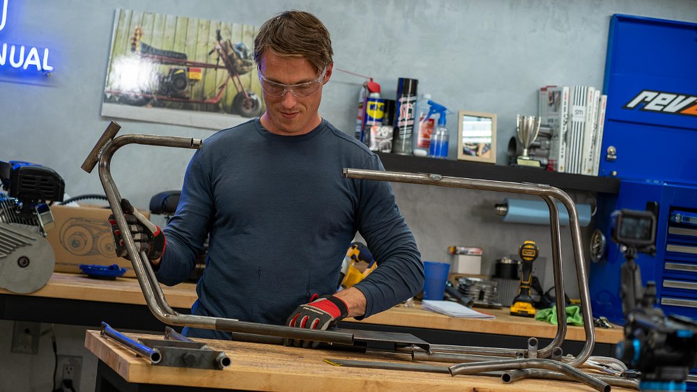 Lengthening the mini bike frame.