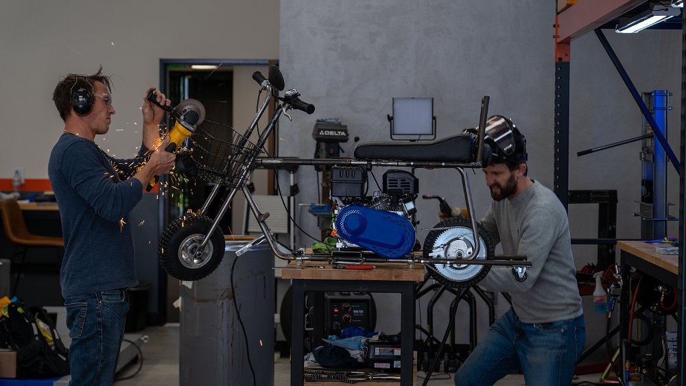 Final assembly of the Dumb and Dumber mini bike.