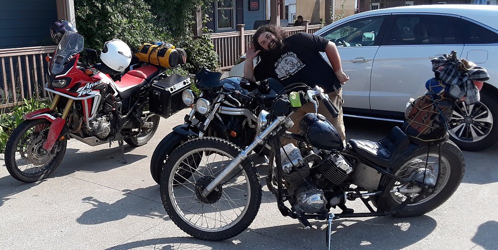 three different kinds of motorcycles on a ride