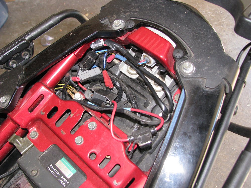 wiring under the seat of the motorcycle