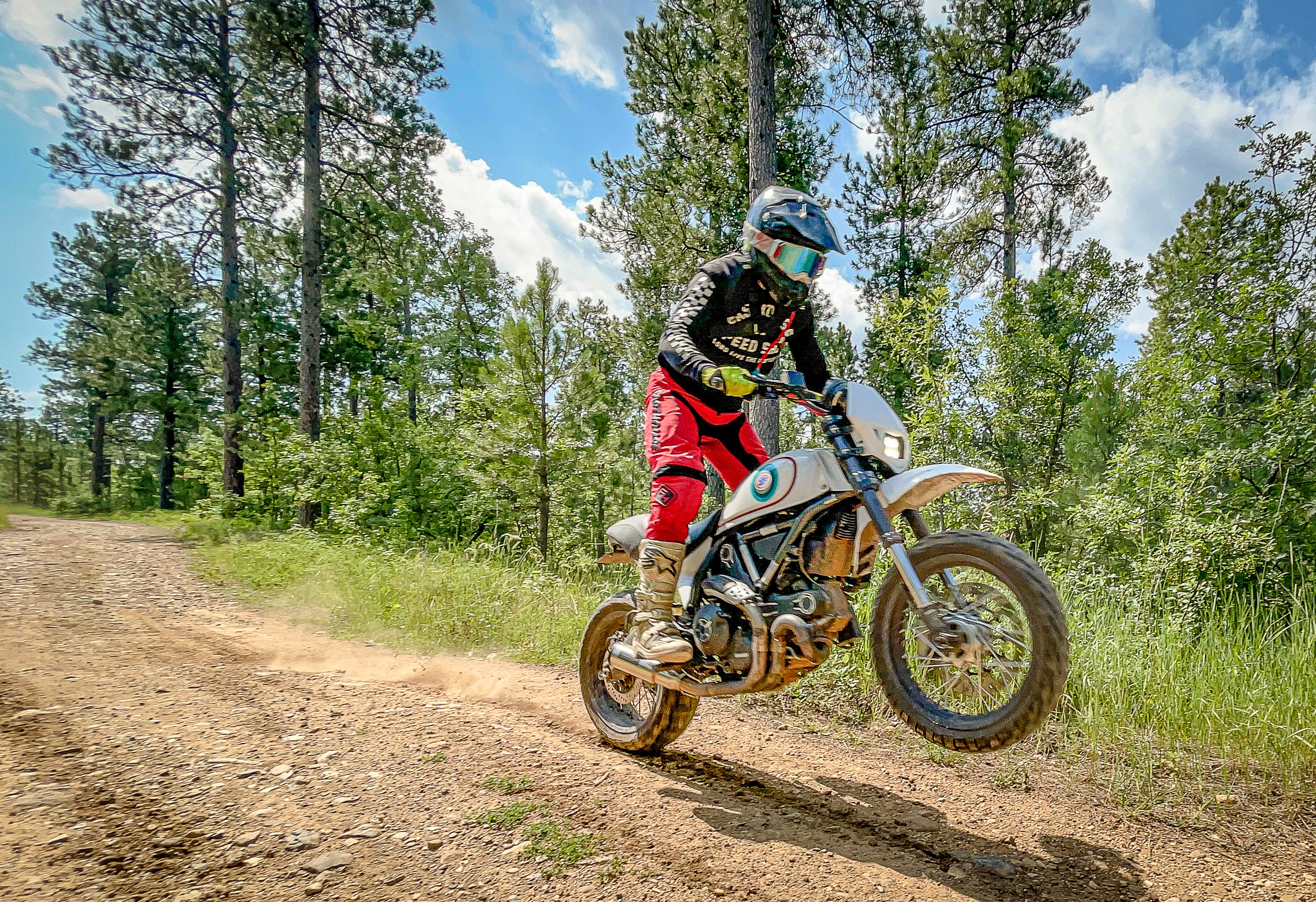 Having a wheelie fun time riding in the Black Hills of South Dakota. 