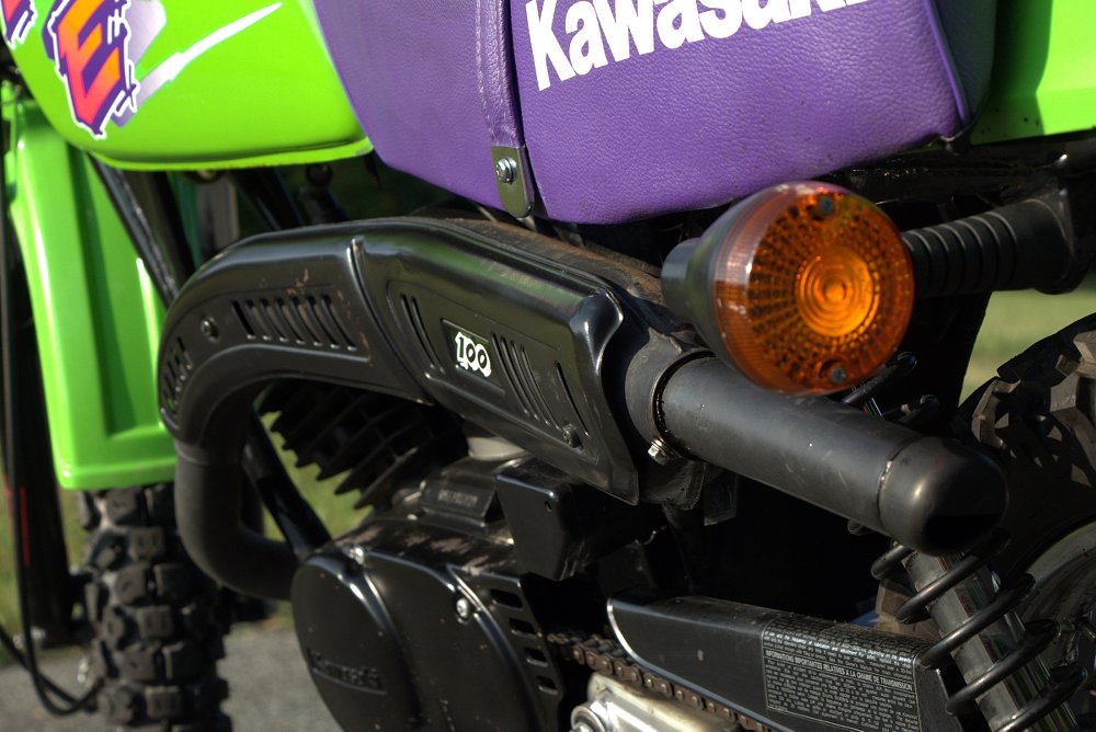 Exhaust pipe on the Kawasaki KE100