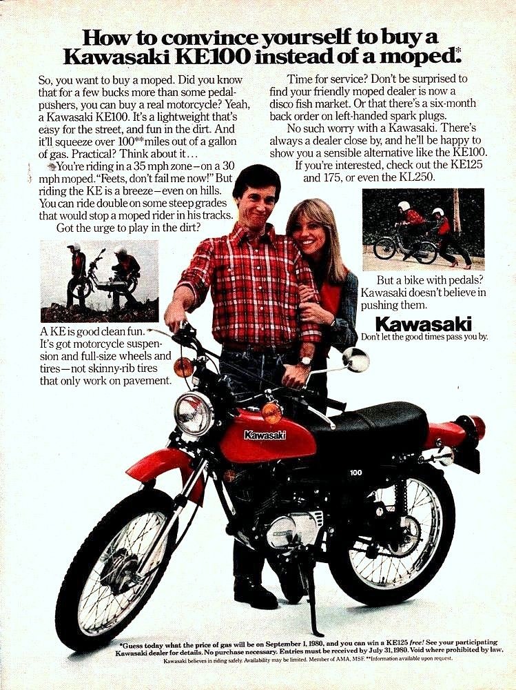 Kawasaki ad for KE100 in 1980