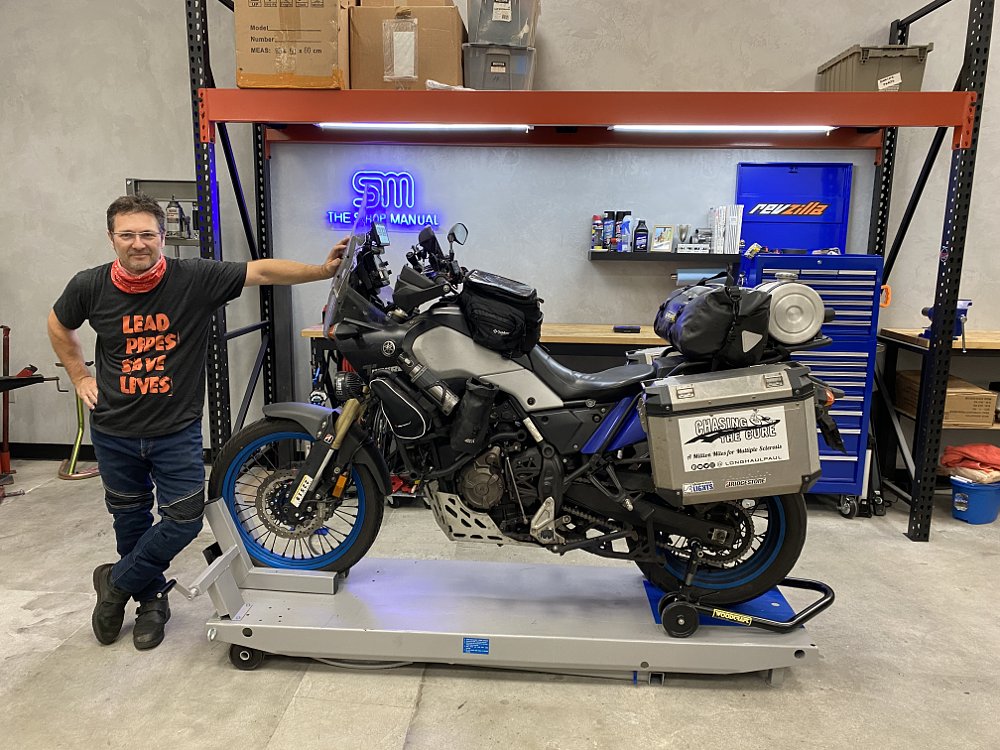 Long Haul Paul Pelland at the RevZilla TSM shop. 