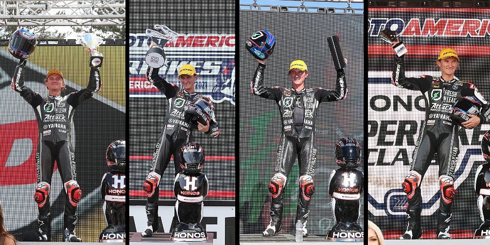 photos of Gagne on the podium after wins